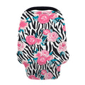 Black White Zebra Floral Pattern Print Baby Seat Cover