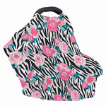 Black White Zebra Floral Pattern Print Baby Seat Cover