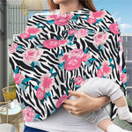 Black White Zebra Floral Pattern Print Baby Seat Cover