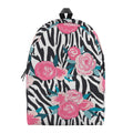 Black White Zebra Floral Pattern Print School Backpack