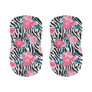 Black White Zebra Floral Pattern Print Bar Stool Covers