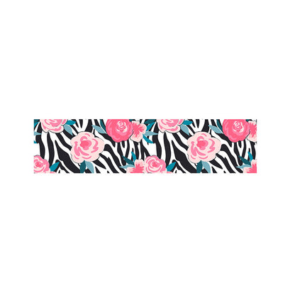 Black White Zebra Floral Pattern Print Bed Runner
