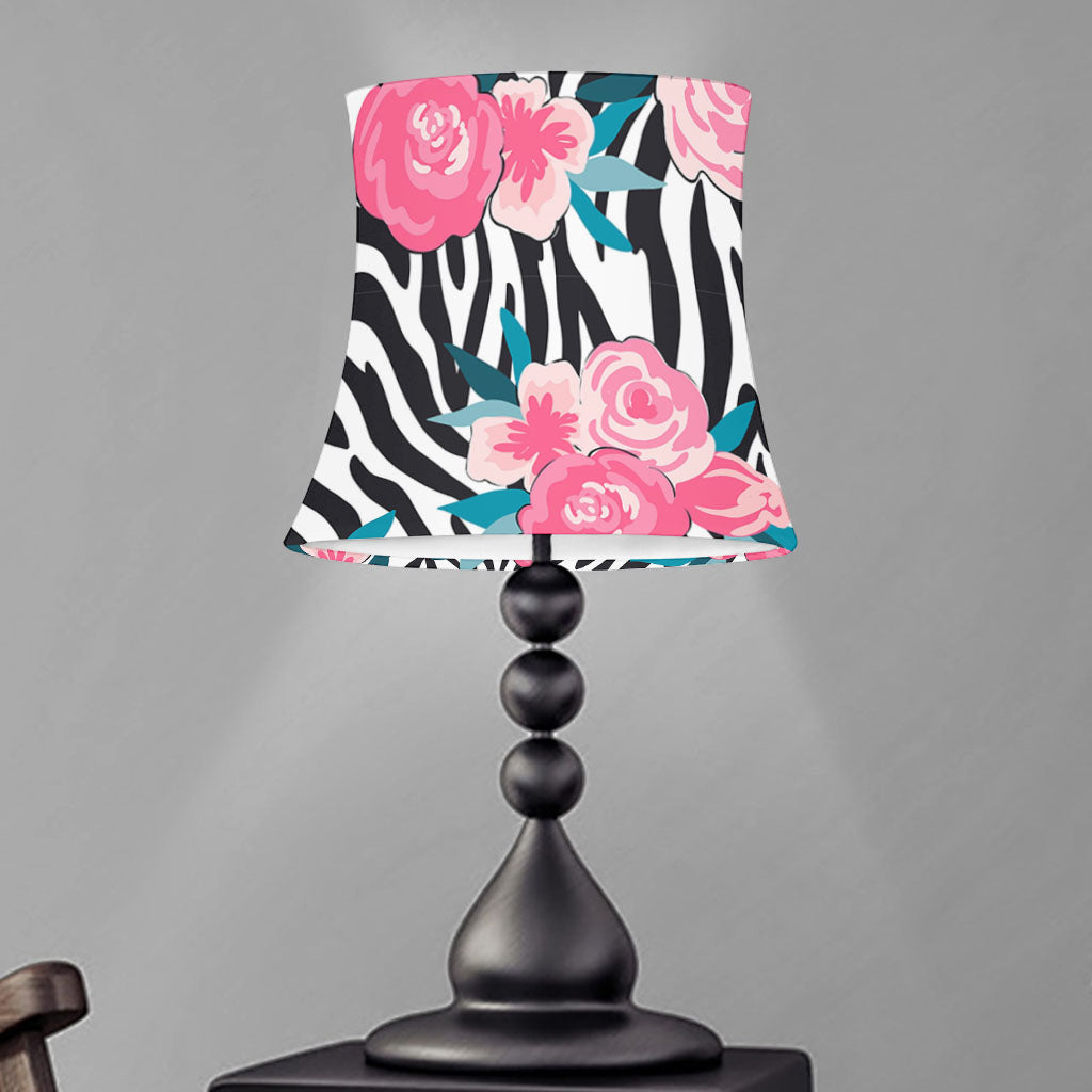 Black White Zebra Floral Pattern Print Bell Lamp Shade