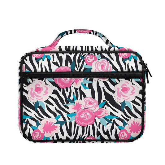 Black White Zebra Floral Pattern Print Briefcase Bible Bag