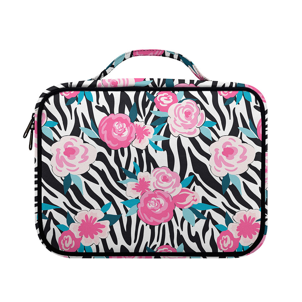 Black White Zebra Floral Pattern Print Briefcase Bible Bag