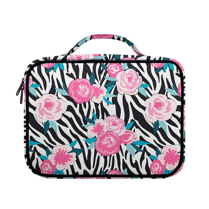 Black White Zebra Floral Pattern Print Briefcase Bible Bag