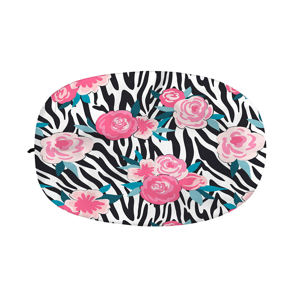 Black White Zebra Floral Pattern Print Car Side Mirror Covers