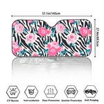 Black White Zebra Floral Pattern Print Car Windshield Sun Shade