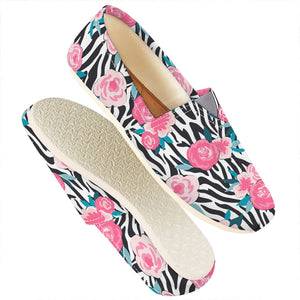 Black White Zebra Floral Pattern Print Casual Shoes