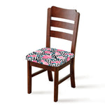 Black White Zebra Floral Pattern Print Chair Cushion Cover