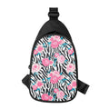 Black White Zebra Floral Pattern Print Sling Bag