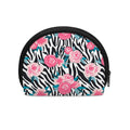 Black White Zebra Floral Pattern Print Coin Purse