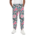 Black White Zebra Floral Pattern Print Cotton Sweatpants