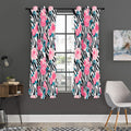 Black White Zebra Floral Pattern Print Grommet Curtain Panels