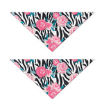 Black White Zebra Floral Pattern Print Dog Bandana