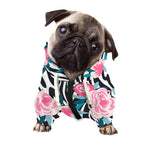 Black White Zebra Floral Pattern Print Dog Zip Up Hoodie