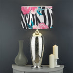 Black White Zebra Floral Pattern Print Drum Lamp Shade