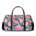 Black White Zebra Floral Pattern Print Duffel Bag