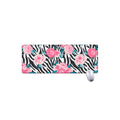 Black White Zebra Floral Pattern Print Extended Mouse Pad