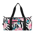 Black White Zebra Floral Pattern Print Gym Bag