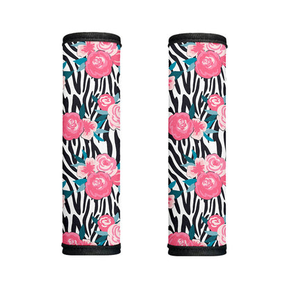 Black White Zebra Floral Pattern Print Handle Covers