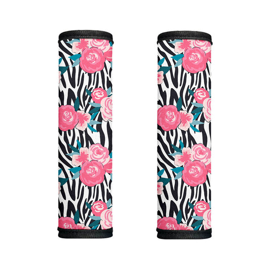 Black White Zebra Floral Pattern Print Handle Covers