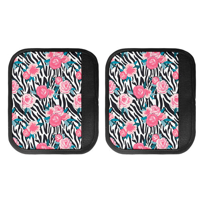 Black White Zebra Floral Pattern Print Handle Covers