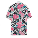 Black White Zebra Floral Pattern Print Hawaiian Shirt