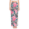 Black White Zebra Floral Pattern Print High Slit Maxi Skirt