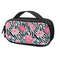 Black White Zebra Floral Pattern Print Portable Cooler Travel Case