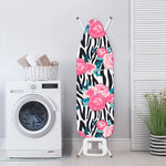Black White Zebra Floral Pattern Print Ironing Board Cover