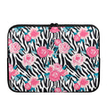 Black White Zebra Floral Pattern Print Laptop Sleeve