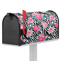 Black White Zebra Floral Pattern Print Mailbox Cover