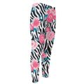 Black White Zebra Floral Pattern Print Men's Compression Pants
