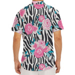 Black White Zebra Floral Pattern Print Men's Deep V-Neck Shirt