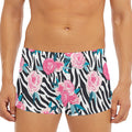 Black White Zebra Floral Pattern Print Men's Short Boxer Briefs