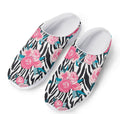 Black White Zebra Floral Pattern Print Mesh Casual Shoes