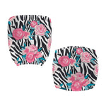 Black White Zebra Floral Pattern Print Office Chair Cover