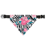 Black White Zebra Floral Pattern Print Over The Collar Dog Bandana