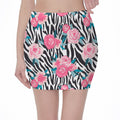 Black White Zebra Floral Pattern Print Pencil Mini Skirt