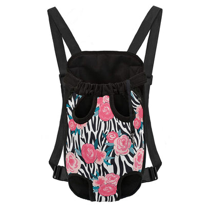 Black White Zebra Floral Pattern Print Pet Carrier Backpack