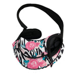 Black White Zebra Floral Pattern Print Pet Sling Carrier