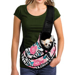 Black White Zebra Floral Pattern Print Pet Sling Carrier