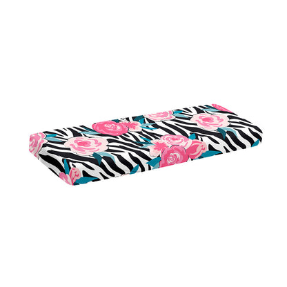 Black White Zebra Floral Pattern Print Piano Keyboard Cover