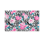 Black White Zebra Floral Pattern Print Polyester Flag