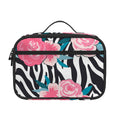 Black White Zebra Floral Pattern Print Portable Lunch Bag