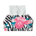 Black White Zebra Floral Pattern Print Rectangle Tissue Box Cover