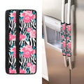 Black White Zebra Floral Pattern Print Refrigerator Handle Covers