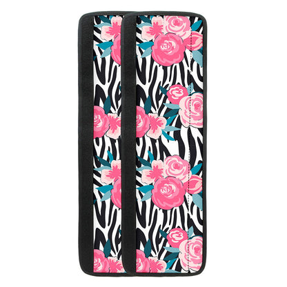 Black White Zebra Floral Pattern Print Refrigerator Handle Covers