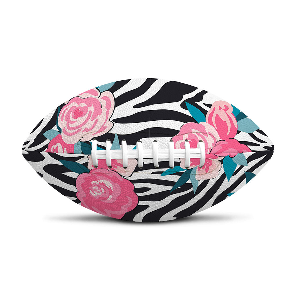 Black White Zebra Floral Pattern Print Rugby Ball
